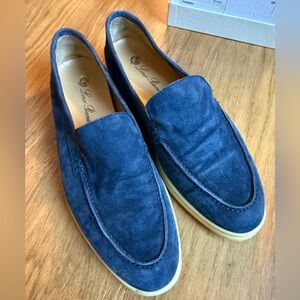 Loro Piana Navy Navy Suede Slip Ons Size 38